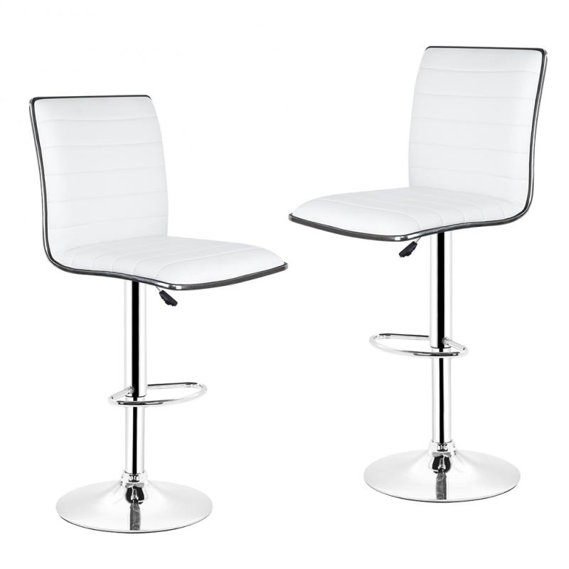 2Pcs/Set Dining Chairs Bar Chair PU Leather Bar Stool Lift Height Adjusted Swivel Leisure Home Office Kitchen Backrest Chair HWC