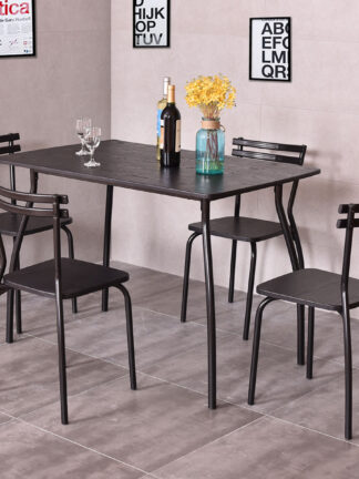 Giantex 5 Piece Dining Set Table and 4 Chairs Modern Home Kitchen Room Breakfast Furniture Wood Dining Table Set HW54170