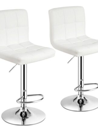 Set of 2 Adjustable Bar Stools PU Leather Swivel Kitchen Counter Pub Chair HW66492