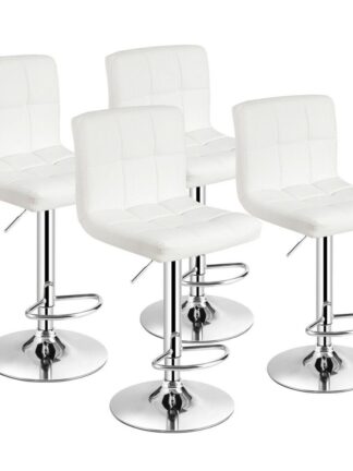 Set of 4 Adjustable Bar Stools PU Leather Swivel Kitchen Counter Pub Chair 2*HW66492