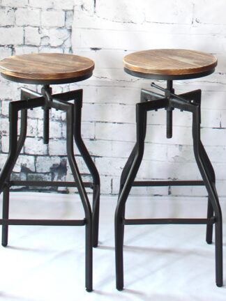 iKayaa Height Adjustable Swivel Bar Stools Industrial Metal