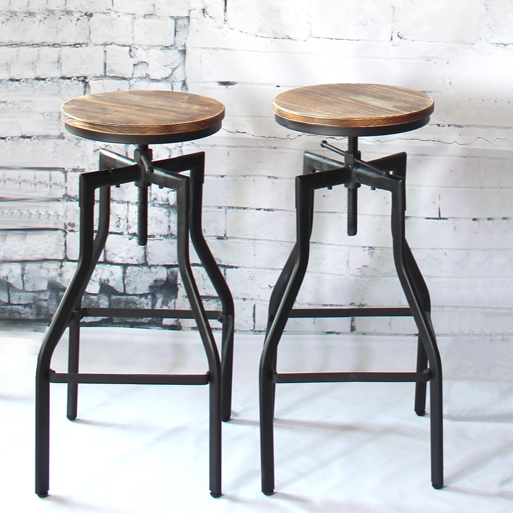 iKayaa Height Adjustable Swivel Bar Stools Industrial Metal