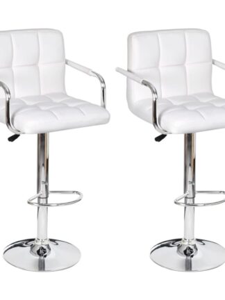2 pcs Bar Stool Chair Counter Stools Set of 2 Kitchen Home Decor for Counter White Faux Leather