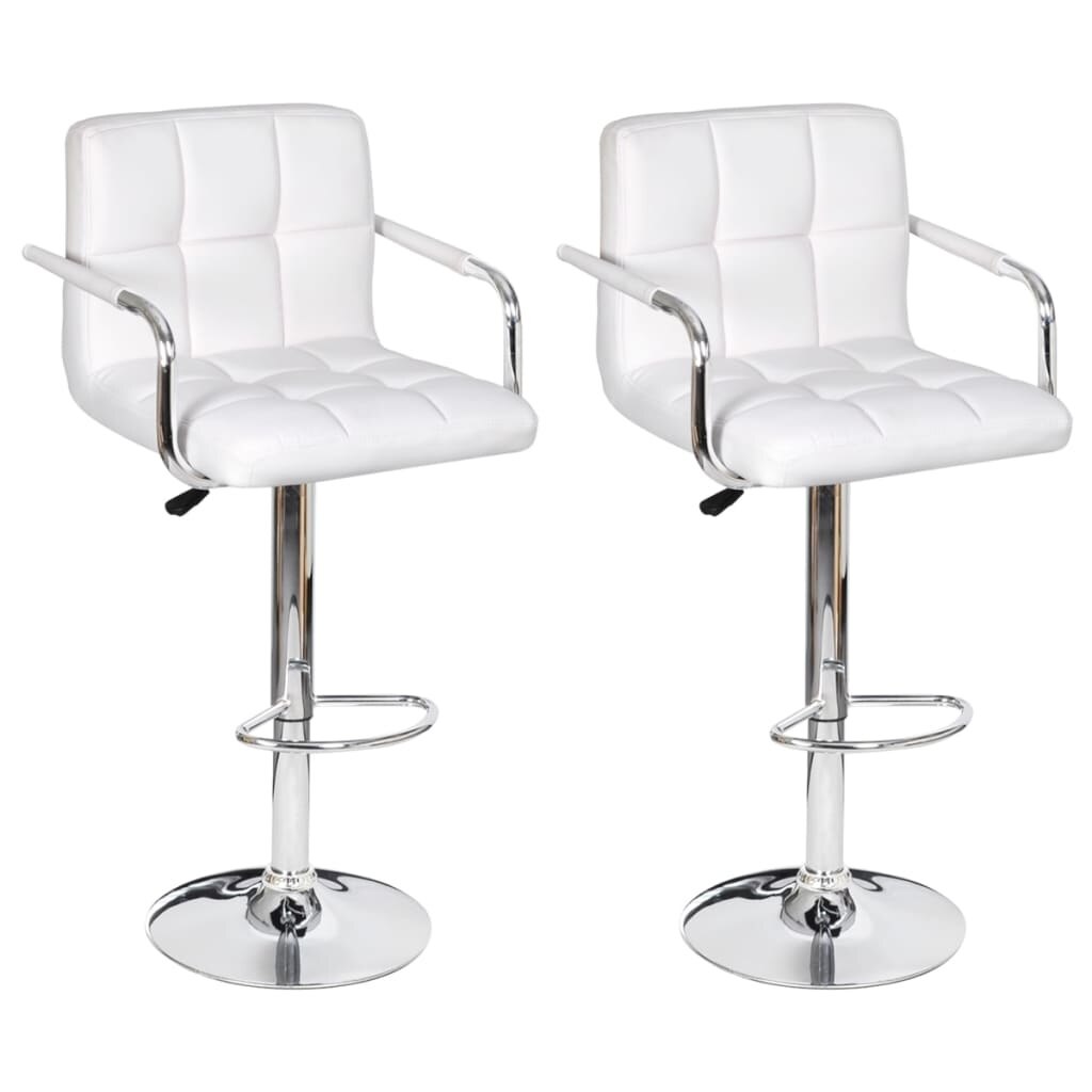 2 pcs Bar Stool Chair Counter Stools Set of 2 Kitchen Home Decor for Counter White Faux Leather