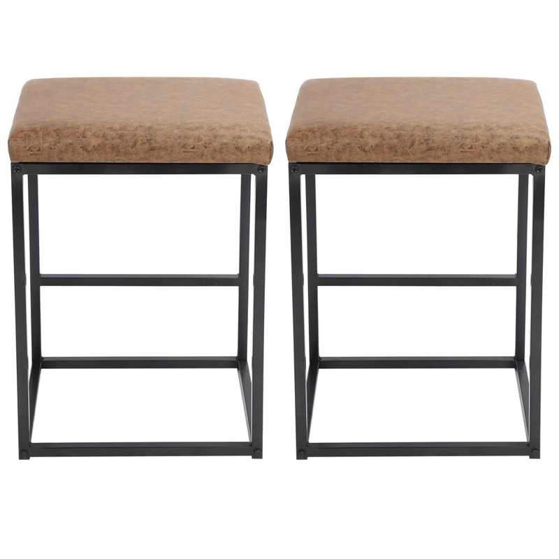 2PCS Bar Stool Counter Bar Chair with Footrest Thick Cushion Kitchen Dining Cafe Chair