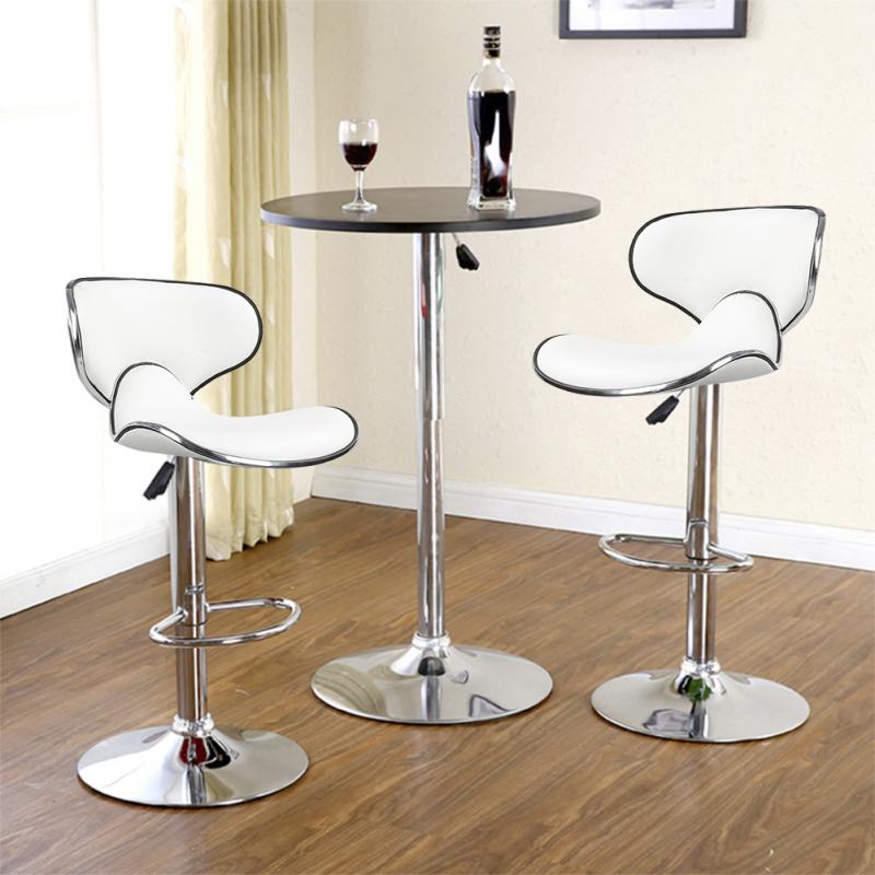 2Pcs/Set Modern Bar Stools PU Leather Bar Stool Lift Height Adjusted Swivel Leisure Home Office Kitchen Backrest Chair Bar Table