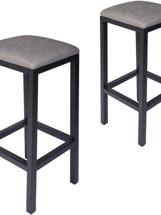 31'' Bar Stools Set of 2  Metal Bar Stool with PU Leather Top Dining Room Pub Height Stools for Indoor Home/Kitchen Bistros Cafe