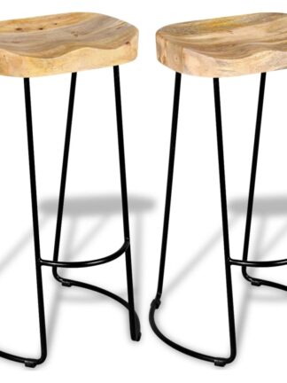 Bar Stool Chair Counter Stools Set of 2 Kitchen Decor for Counter Solid Mango Wood