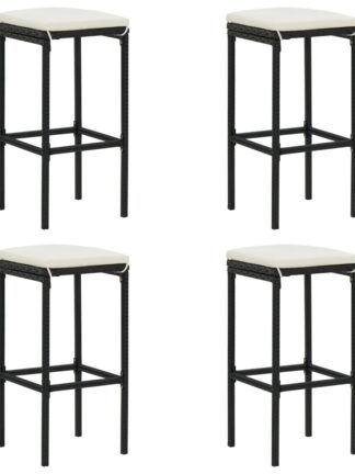 Bar Stool Chair Counter Stools Set of 4 Kitchen Decor for Counter with Cushions 4 pcs Black Poly Rattan