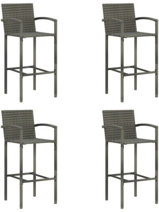 Bar Stool Chair Counter Stools Set of 4 Kitchen Home Decor for Counter 4 pcs Gray Poly Rattan