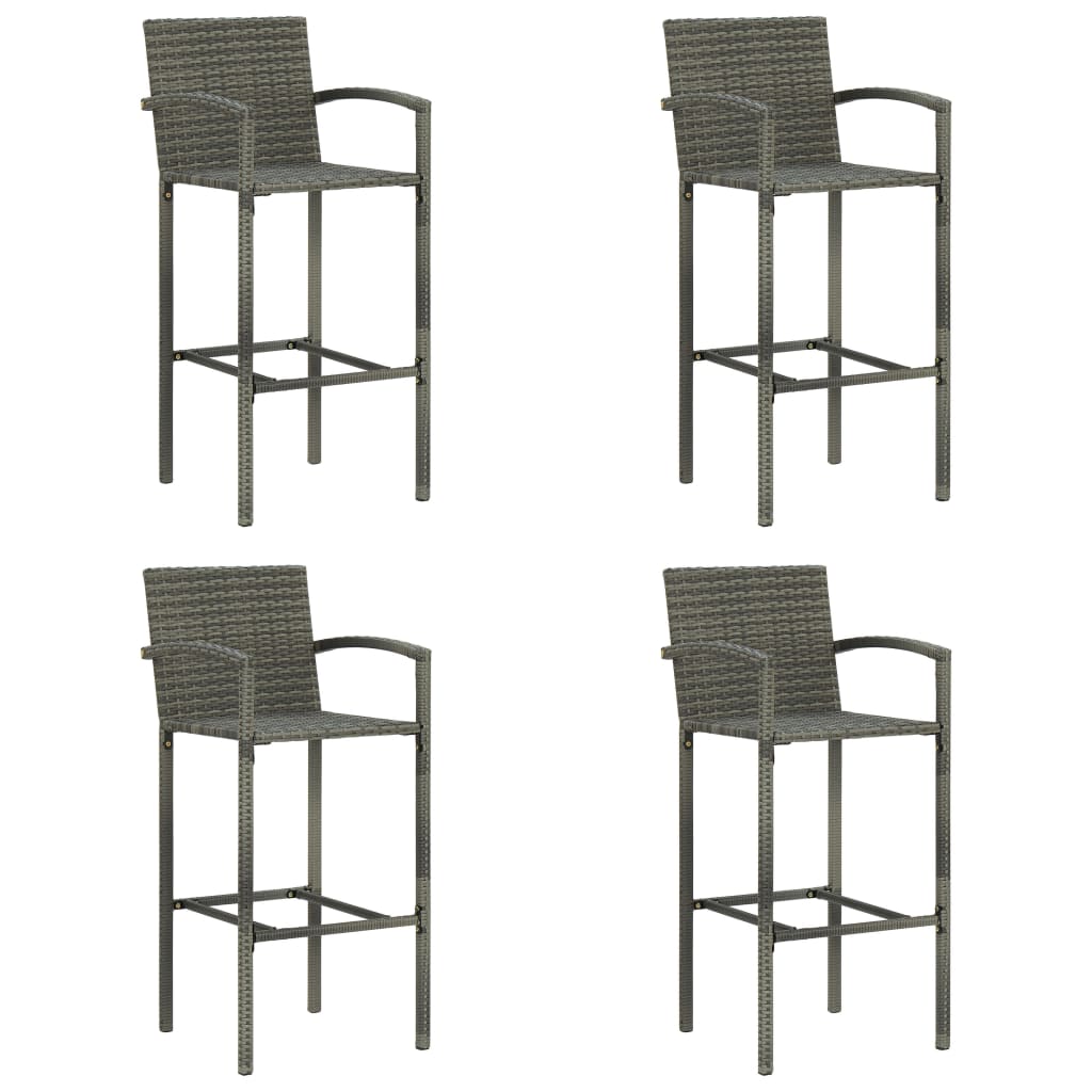 Bar Stool Chair Counter Stools Set of 4 Kitchen Home Decor for Counter 4 pcs Gray Poly Rattan