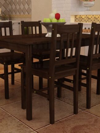 Wooden kitchen Bar Tables and Chairs Set Dining Room Table Set for 4 Brown