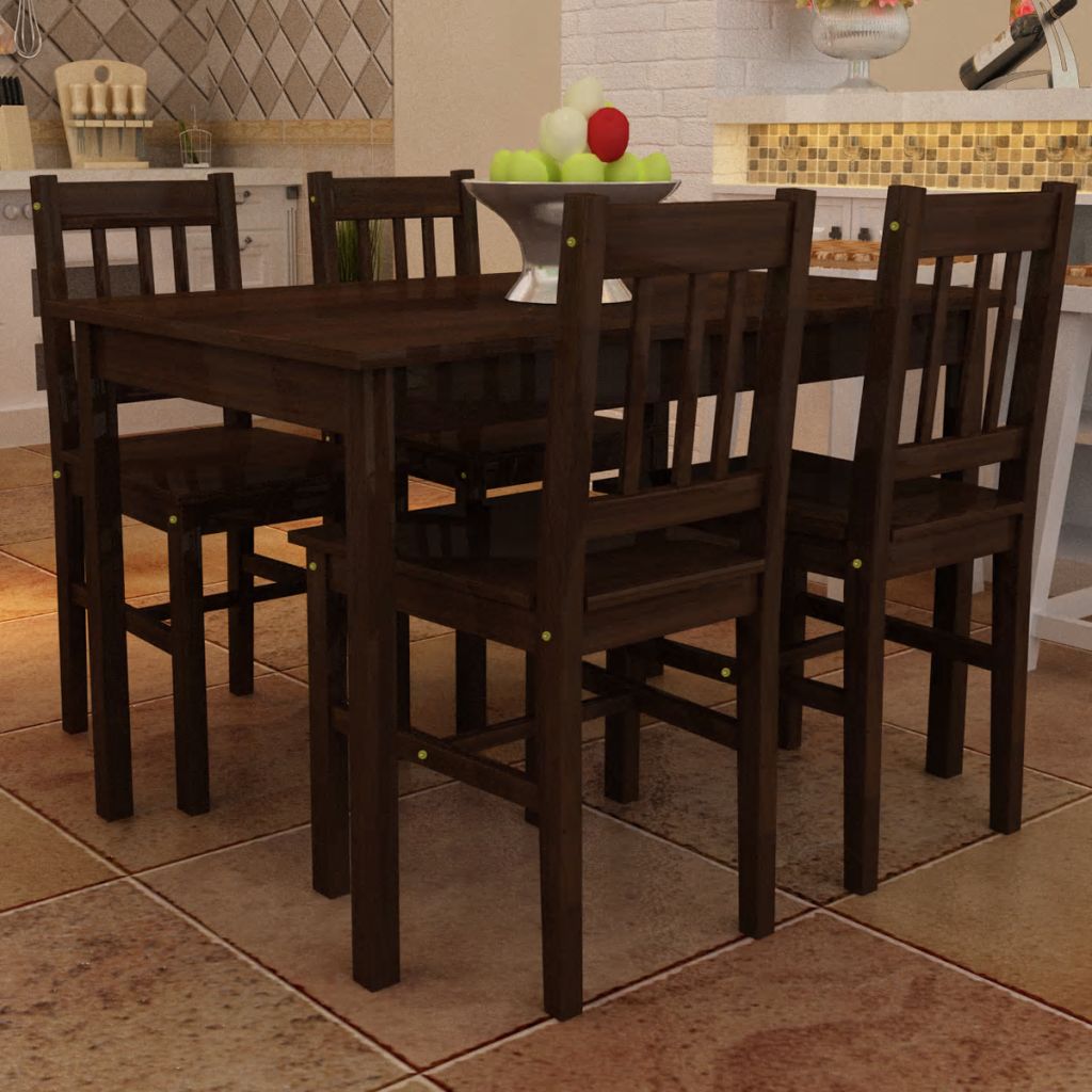 Wooden kitchen Bar Tables and Chairs Set Dining Room Table Set for 4 Brown