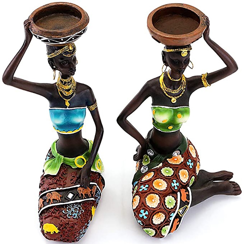 Tribal Lady Statue Candle Holder