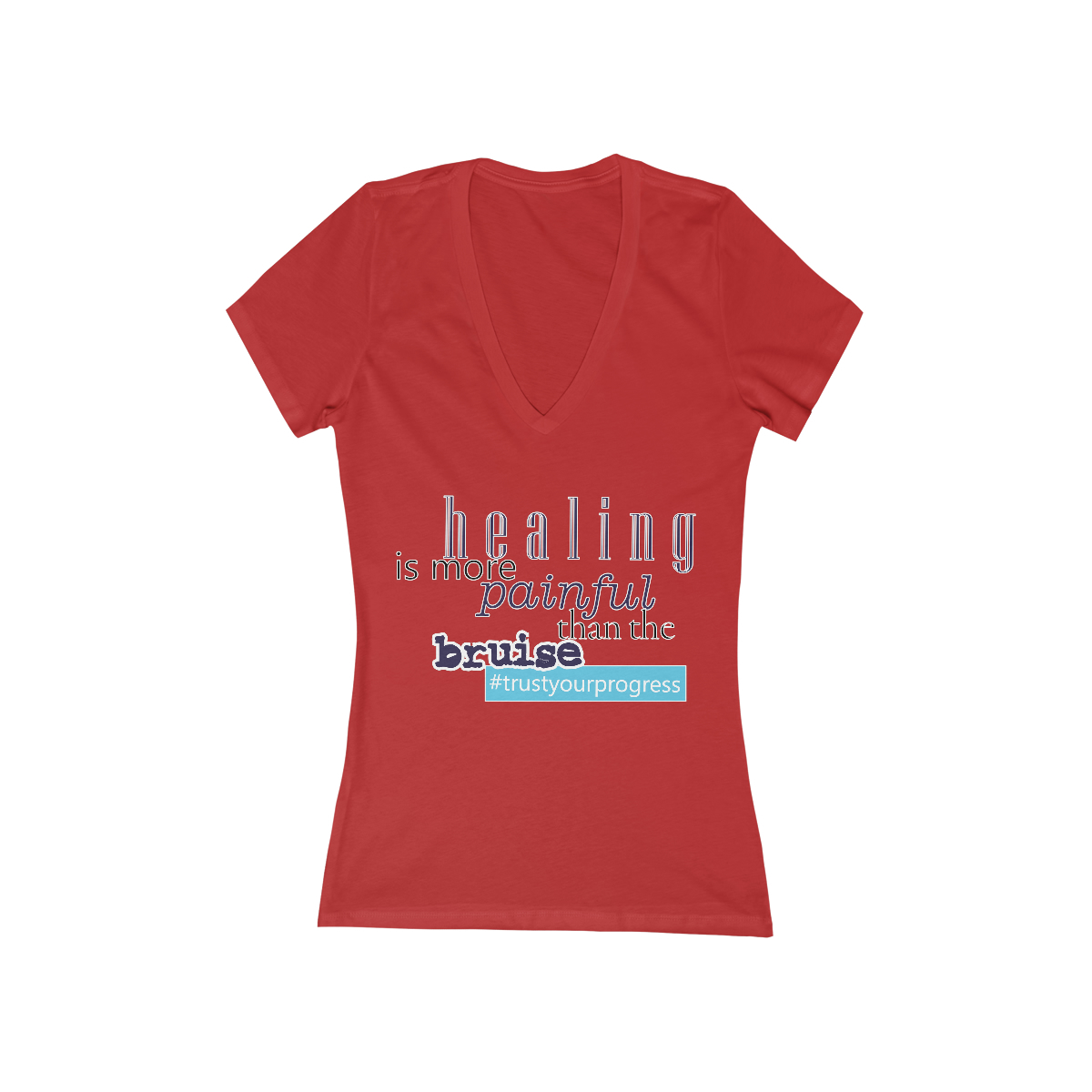 #trustyourprogress Women's Jersey Short Sleeve Deep V-Neck Tee